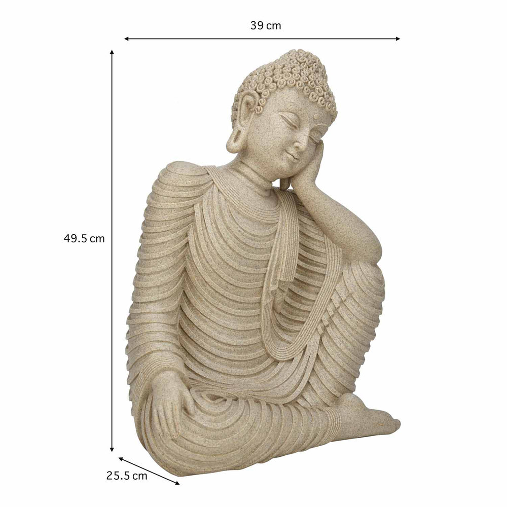 Thinking Buddha Decorative Polyresin Showpiece- Sand Brown