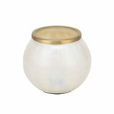Rim Glass Decorative Votive- Cream and Gold