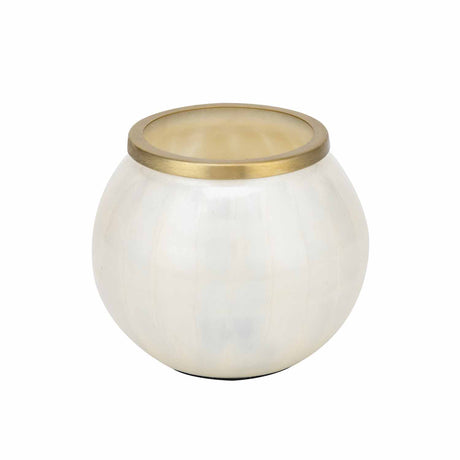 Rim Glass Decorative Votive- Cream and Gold
