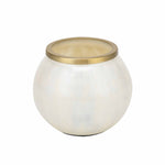 Rim Glass Decorative Votive- Cream and Gold