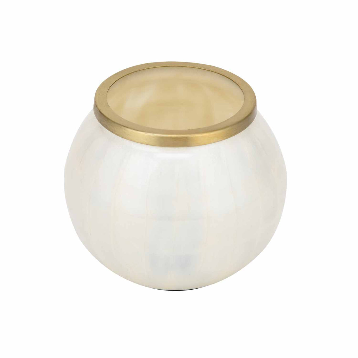 Rim Glass Decorative Votive- Cream and Gold