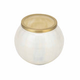 Rim Glass Decorative Votive- Cream and Gold