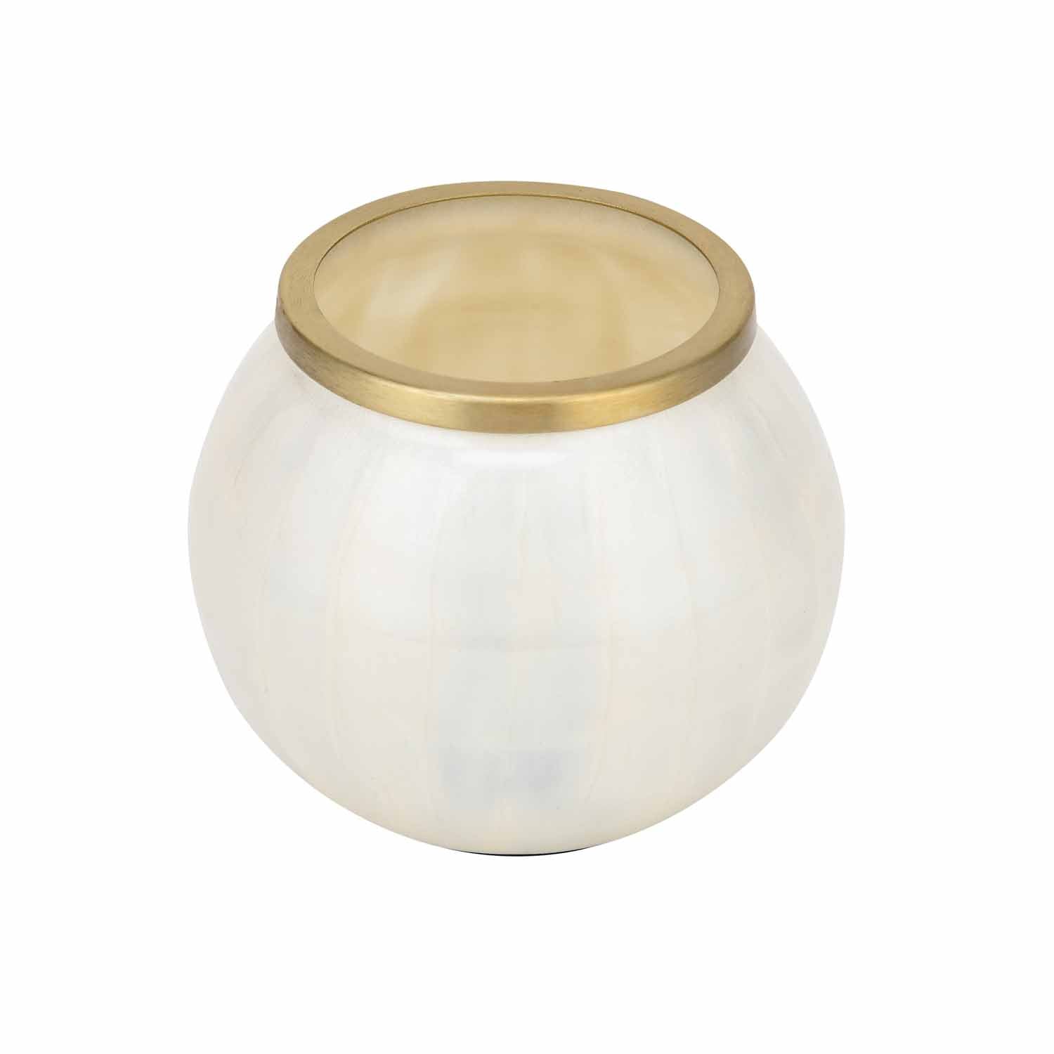 Rim Glass Decorative Votive- Cream and Gold