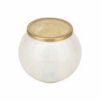 Rim Glass Decorative Votive- Cream and Gold