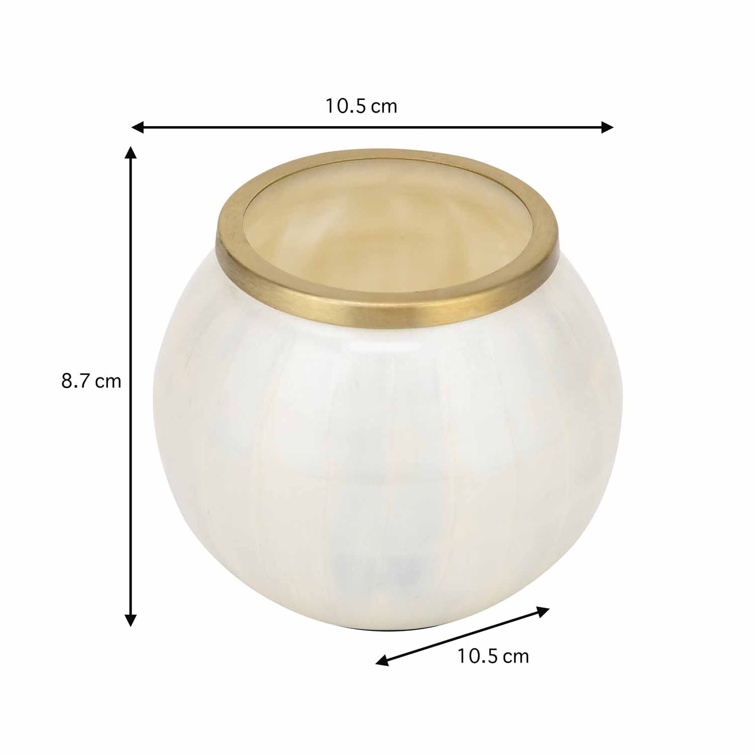 Rim Glass Decorative Votive- Cream and Gold