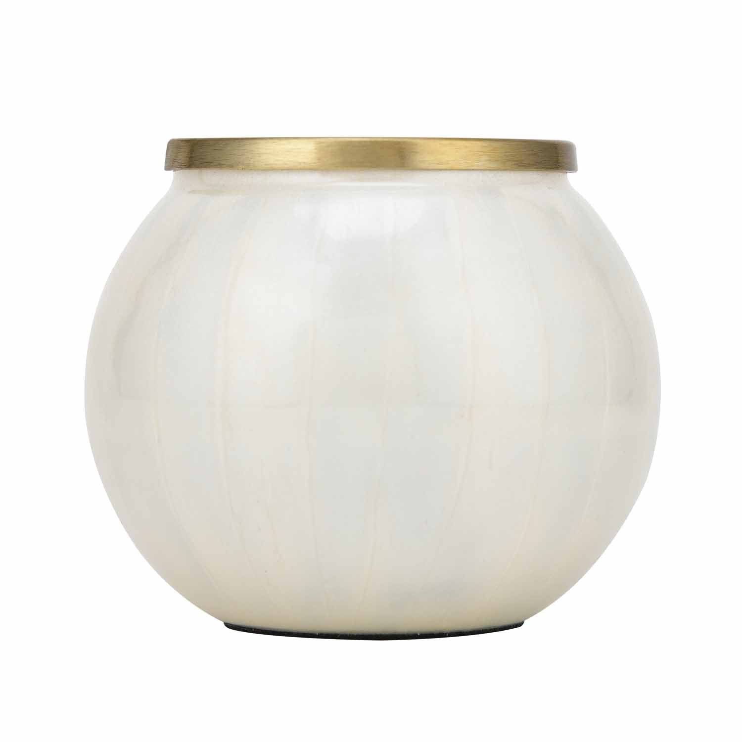 Rim Glass Decorative Votive- Cream and Gold