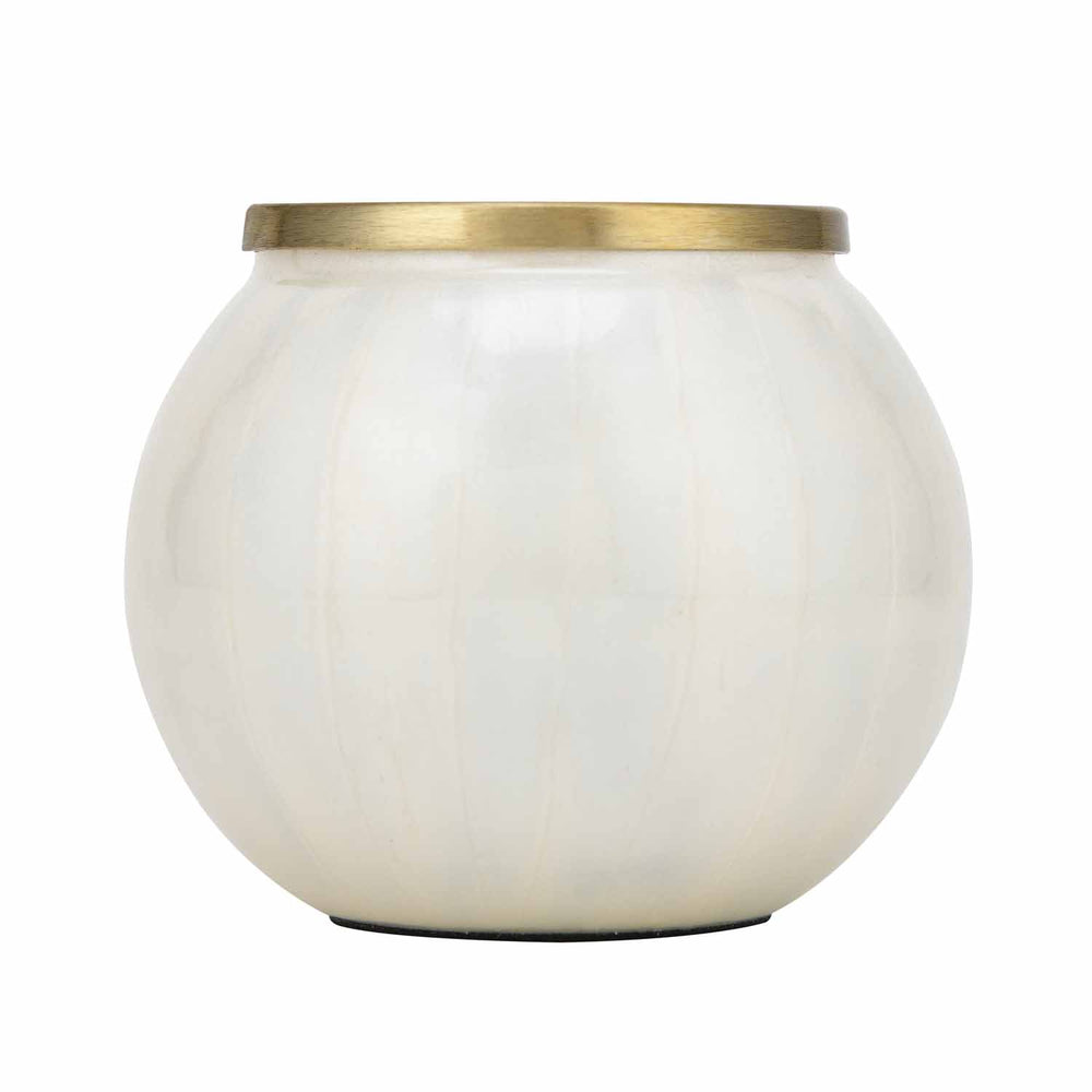 Rim Glass Decorative Votive- Cream and Gold