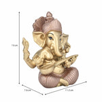 Ganesha Playing Sitar Decorative Polyresin Showpiece- Gold and Bronze