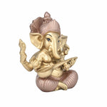 Ganesha Playing Sitar Decorative Polyresin Showpiece- Gold and Bronze