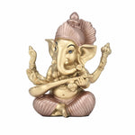 Ganesha Playing Sitar Decorative Polyresin Showpiece- Gold and Bronze