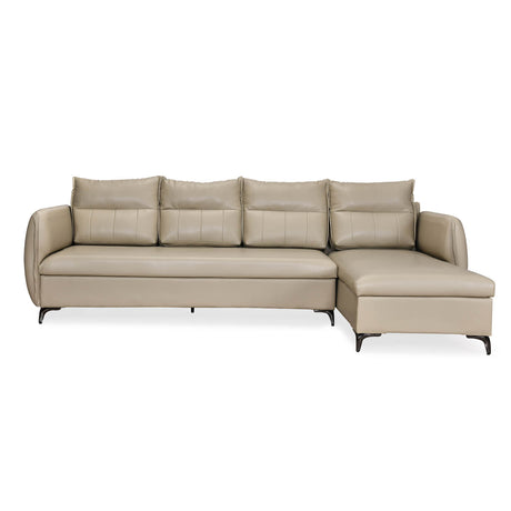 Infinia 4 Seater Leatherette Sofa with Left Lounger- Beige