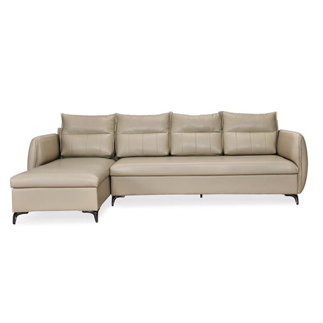 Infinia 4 Seater Leatherette Sofa with Right Lounger- Beige