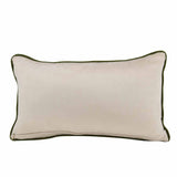 Horse Belt Pattern Velvet Filled Cushion- Green and Off-white Cushion