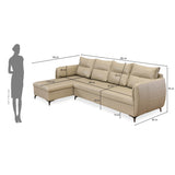 Infinia 4 Seater Leatherette Sofa with Right Lounger- Beige