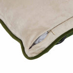 Horse Belt Pattern Velvet Filled Cushion- Green and Off-white Cushion