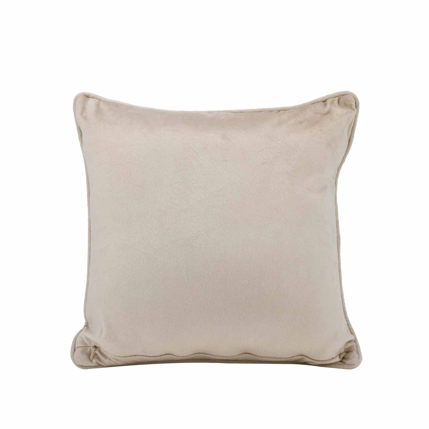 Belt Pattern Velvet Filled Cushion- Green And Off-white