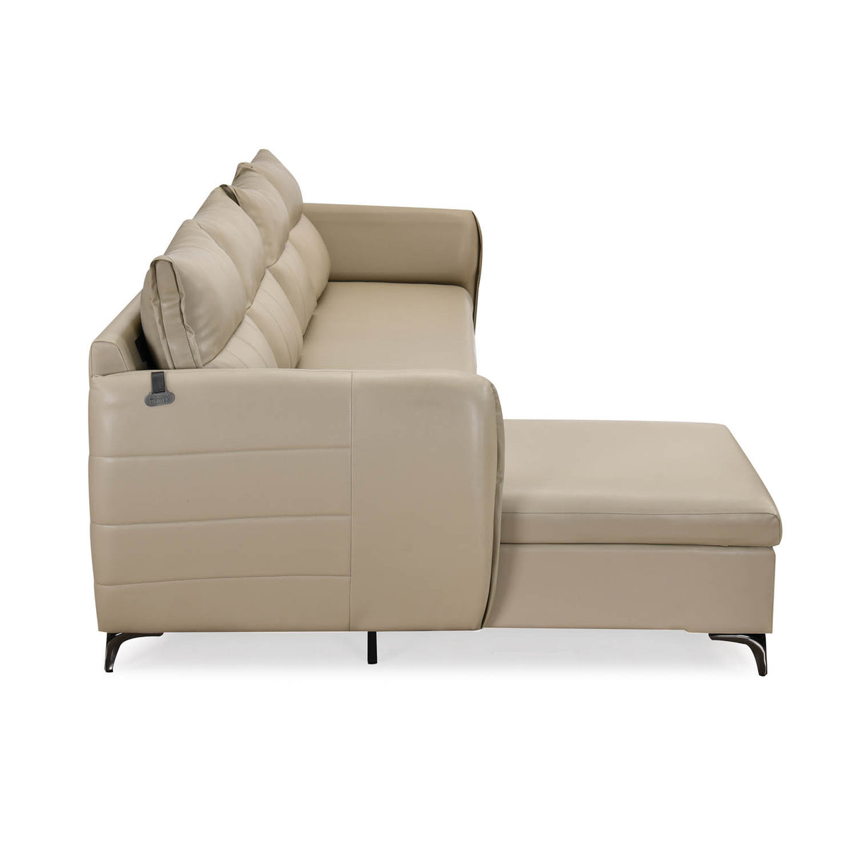 Infinia 4 Seater Leatherette Sofa with Right Lounger- Beige