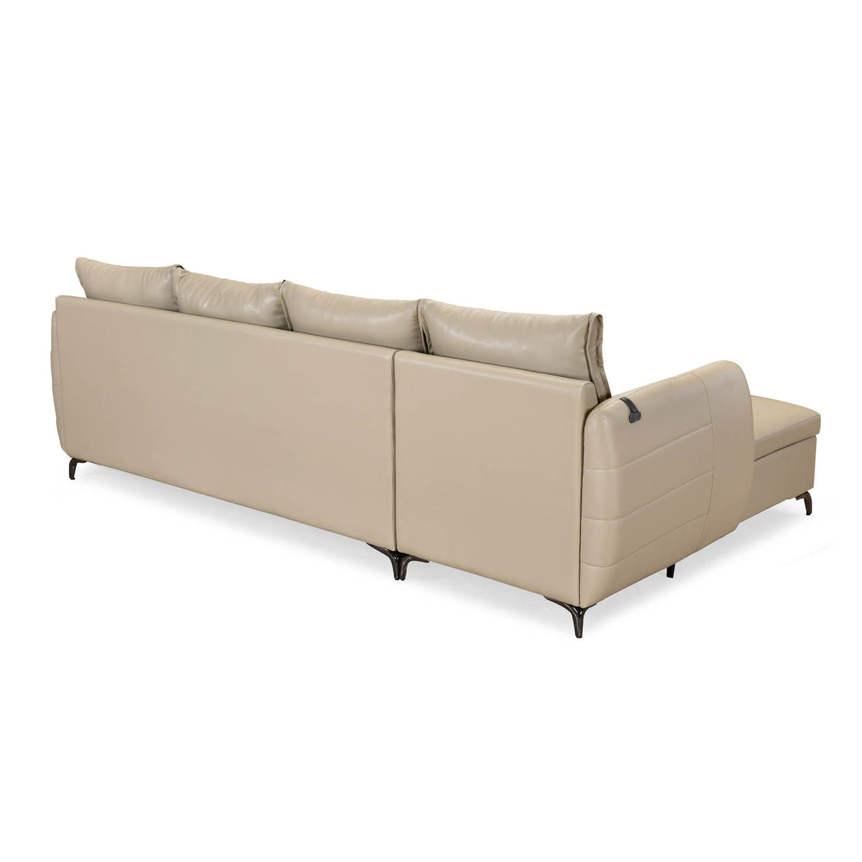 Infinia 4 Seater Leatherette Sofa with Right Lounger- Beige