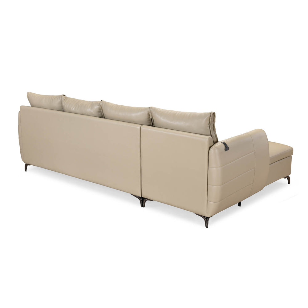 Infinia 4 Seater Leatherette Sofa with Right Lounger- Beige