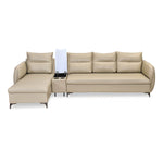 Infinia 4 Seater Leatherette Sofa with Right Lounger and Rectangle Console- Beige