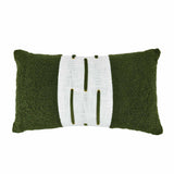 Boucle Fabric Filled Cushion- Green And Off-white