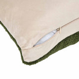 Boucle Fabric Filled Cushion- Green And Off-white