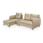 Infinia 3 Seater Leatherette Sofa with Right Lounger and Rectangle Console- Beige