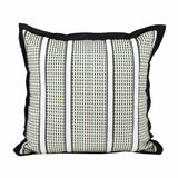 Textured Net Striped Velvet Filled Cushion- Green