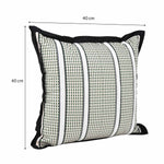 Textured Net Striped Velvet Filled Cushion- Green