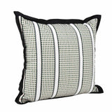 Textured Net Striped Velvet Filled Cushion- Green
