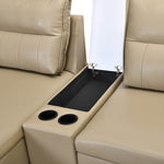 Infinia 4 Seater Leatherette Sofa with Right Lounger and Rectangle Console- Beige