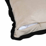 Textured Net Striped Velvet Filled Cushion- Green