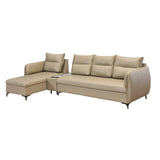 Infinia 4 Seater Leatherette Sofa with Right Lounger and Rectangle Console- Beige