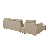 Infinia 4 Seater Leatherette Sofa with Right Lounger and Rectangle Console- Beige