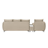 Infinia 4 Seater Leatherette Sofa with Right Lounger and Rectangle Console- Beige