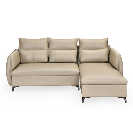 Infinia 3 Seater Leatherette Sofa with Left Lounger- Beige