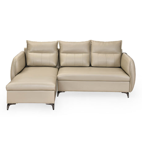Infinia 3 Seater Leatherette Sofa with Right Lounger- Beige
