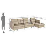Infinia 4 Seater Leatherette Sofa with Left Lounger and Rectangle Console- Beige