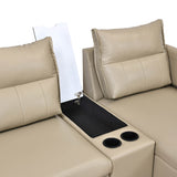 Infinia 4 Seater Leatherette Sofa with Left Lounger and Rectangle Console- Beige