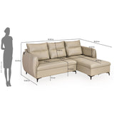 Infinia 3 Seater Leatherette Sofa with Left Lounger- Beige