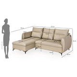 Infinia 3 Seater Leatherette Sofa with Right Lounger- Beige
