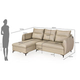 Infinia 3 Seater Leatherette Sofa with Right Lounger- Beige