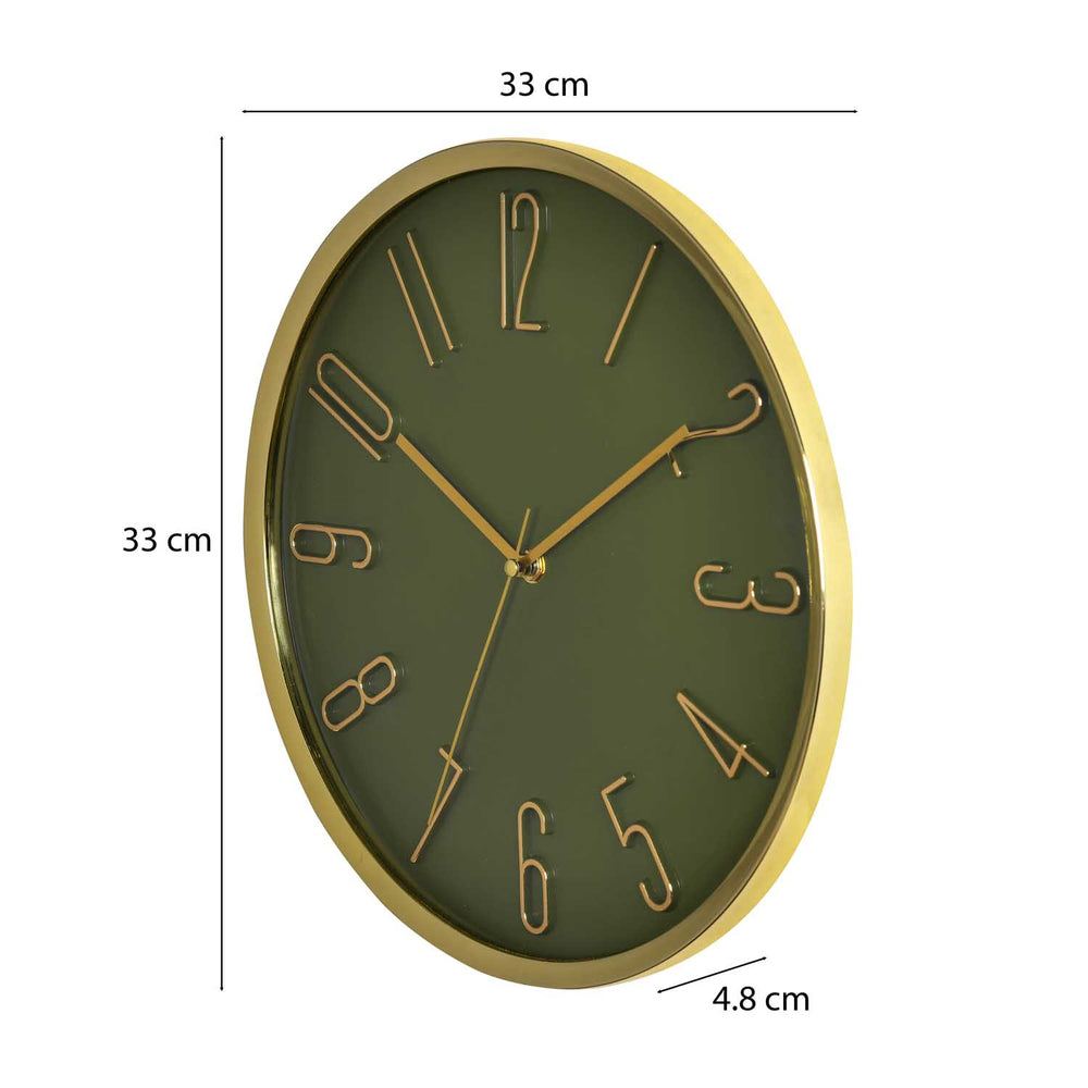 Classic Wall Clock- Gold and Green