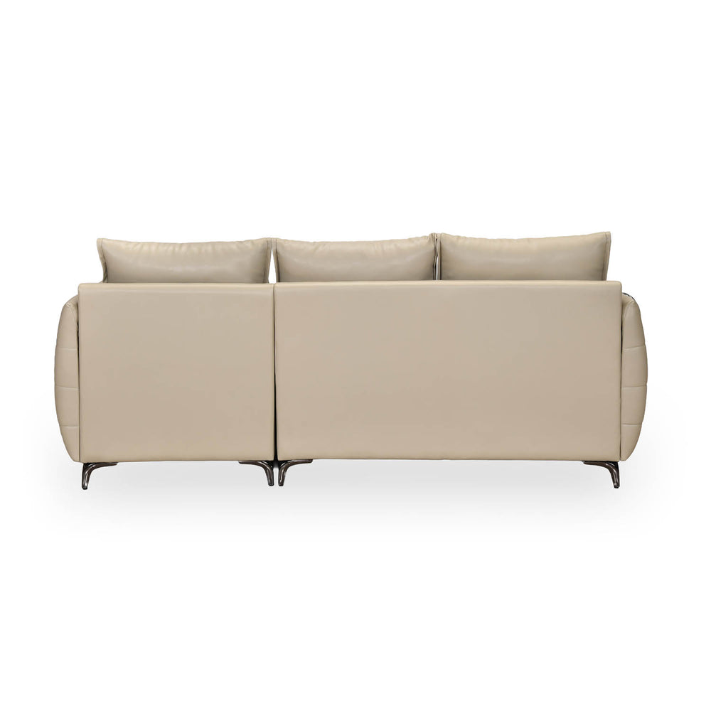 Infinia 3 Seater Leatherette Sofa with Left Lounger- Beige