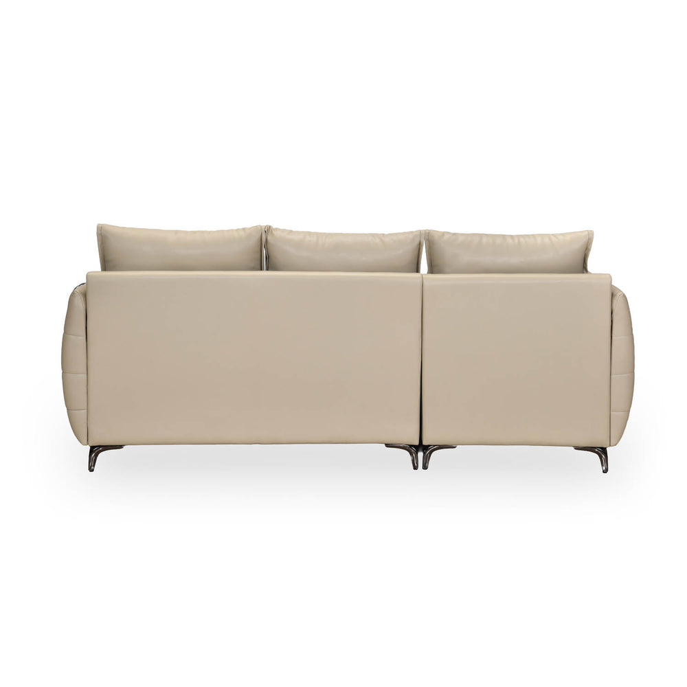 Infinia 3 Seater Leatherette Sofa with Right Lounger- Beige