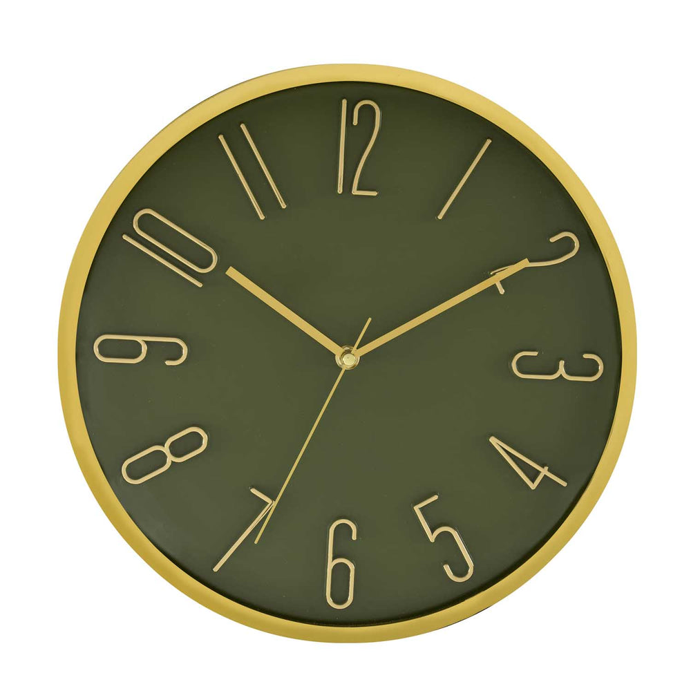 Classic Wall Clock- Gold and Green