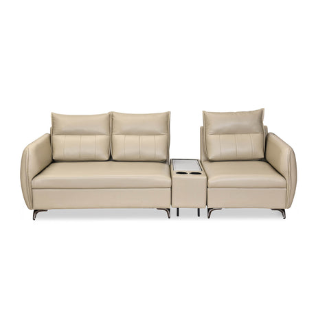Infinia 2+1 Seater Leatherette Sofa Set with Rectangle Console- Beige