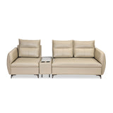 Infinia 1+2 Seater Leatherette Sofa Set with Rectangle Console- Beige