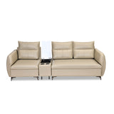 Infinia 1+2 Seater Leatherette Sofa Set with Rectangle Console- Beige
