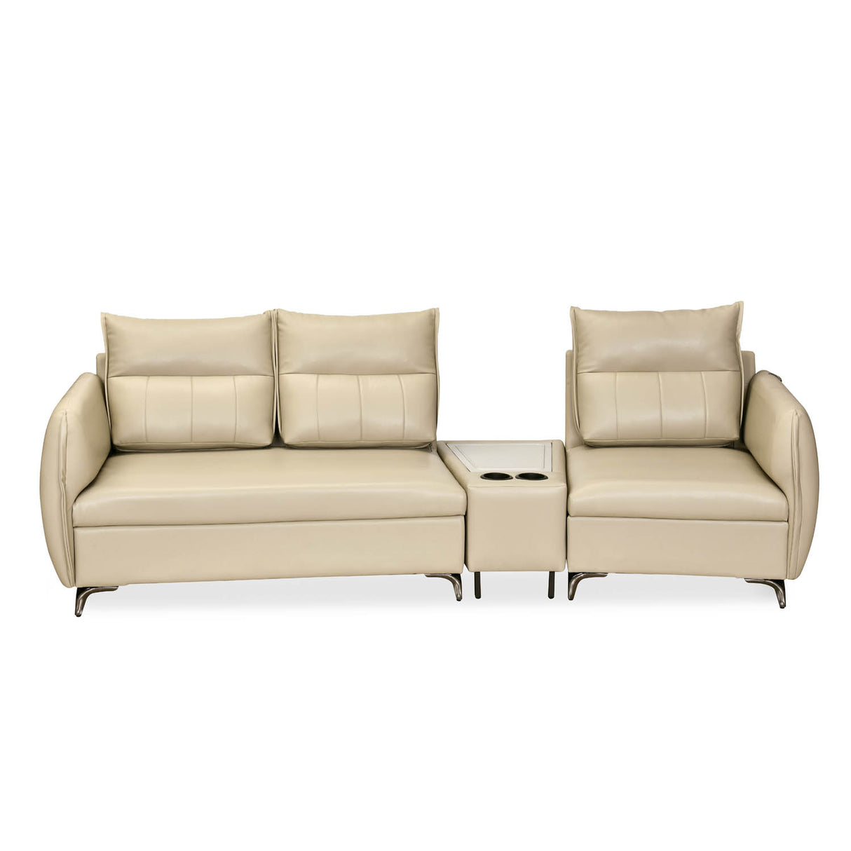Infinia 2+1 Seater Leatherette Sofa Set with Triangle Console- Beige